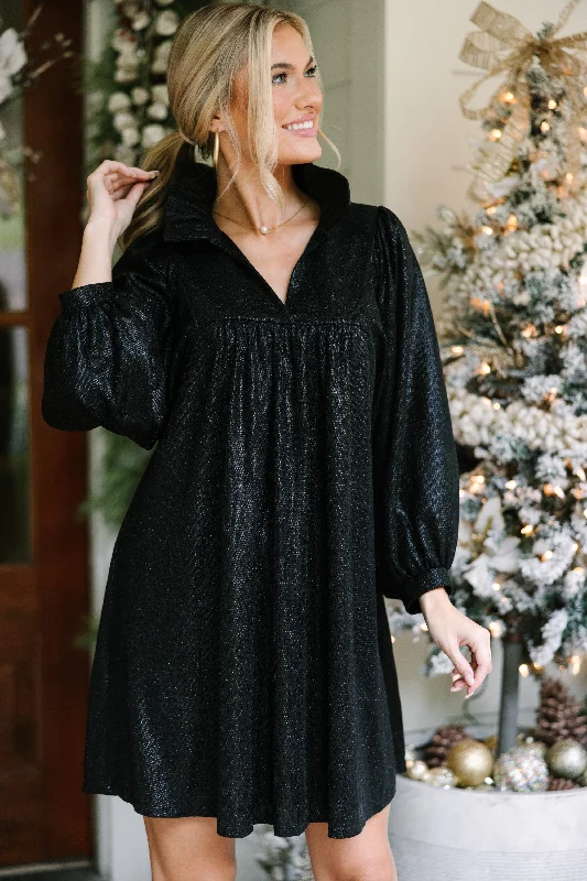 Looking For Fun Black Glitter Dress