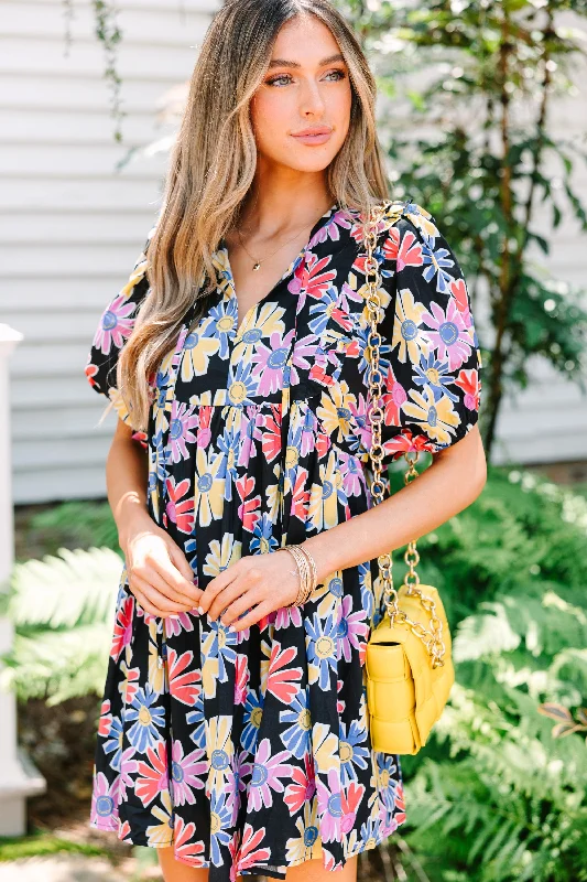 Love In The Air Black Floral Babydoll Dress