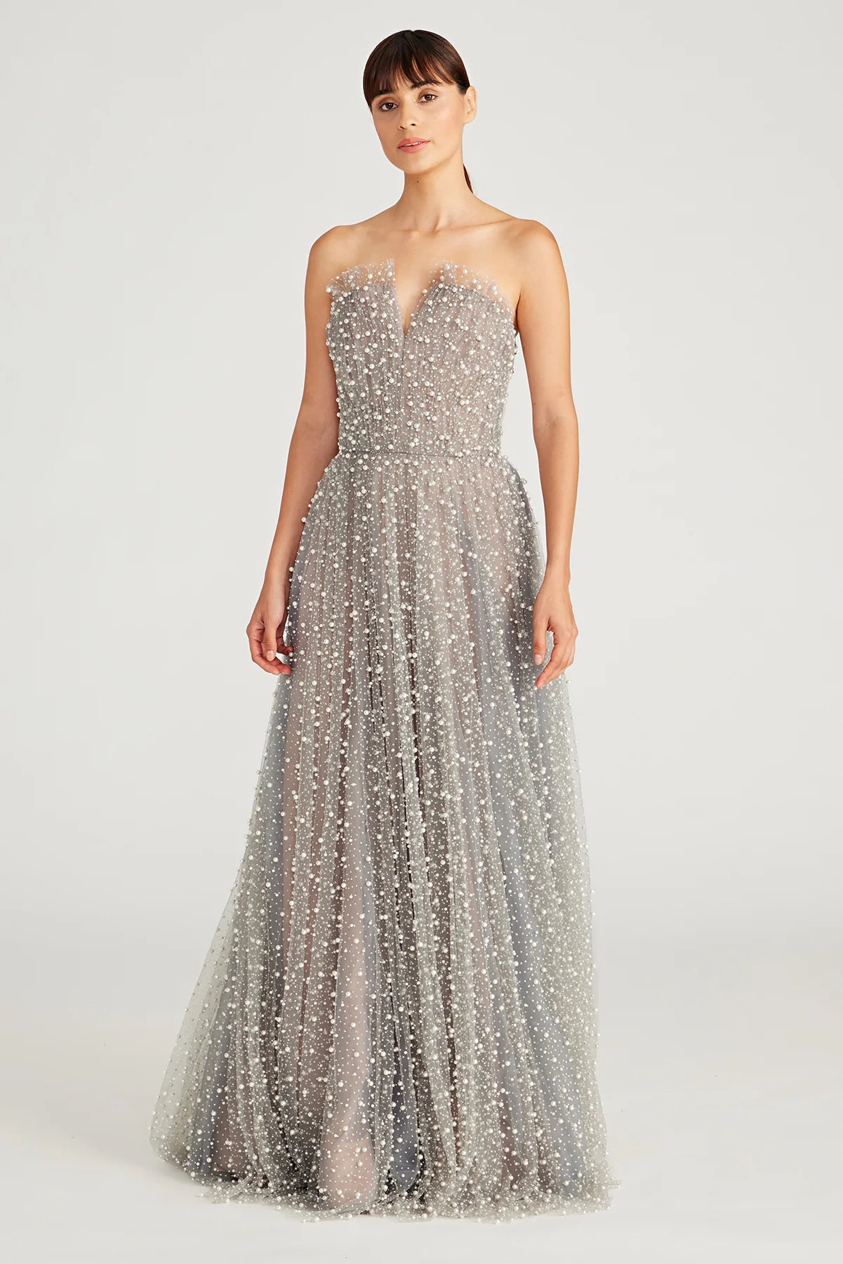 Marilyn Strapless Glimmer Gown - Silvershade