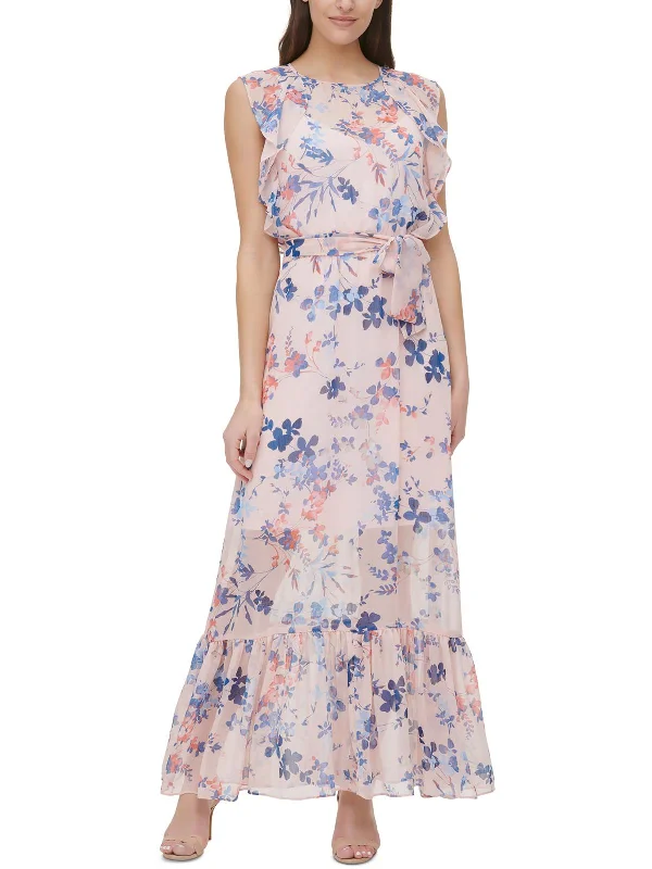 Womens Floral Long Maxi Dress