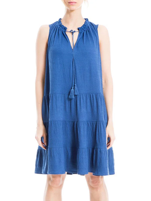 Womens Tiered Mini Shift Dress