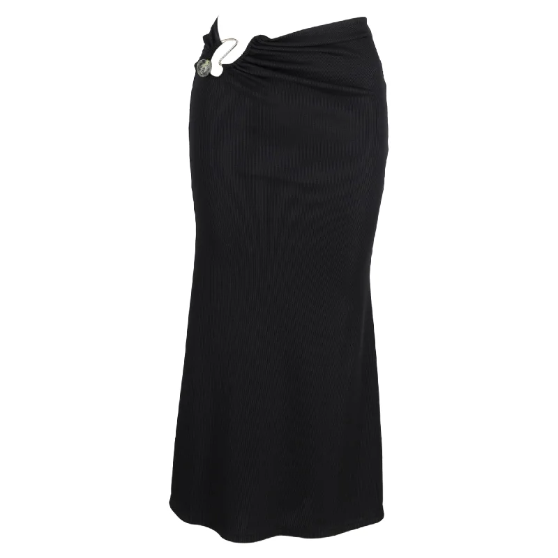 Christian Esber Embellished Cutout Jersey Maxi Skirt in Black Polyester