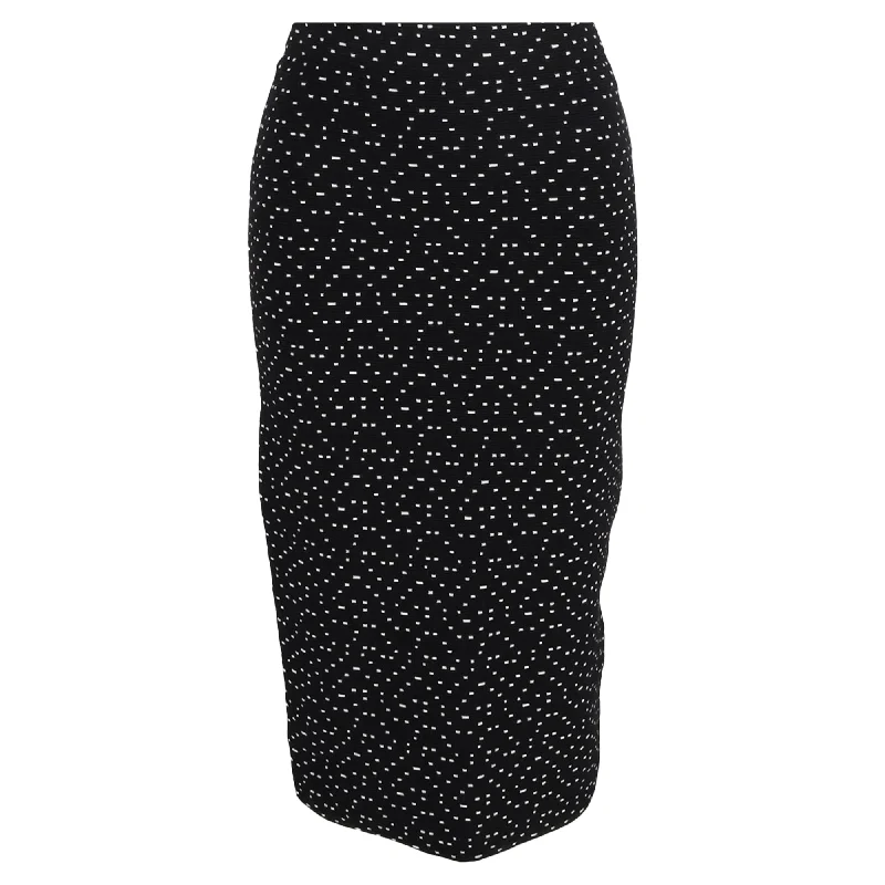 Emporio Armani Dot Printed Knee Length Pencil Skirt in Black Viscose