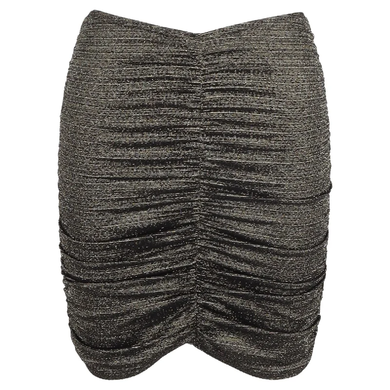 Lisa Marie Fernandez Ruched Mini Skirt in Metallic Black Nylon