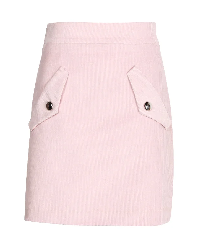 Maje Jinelle Corduroy Skirt in Pink Cotton