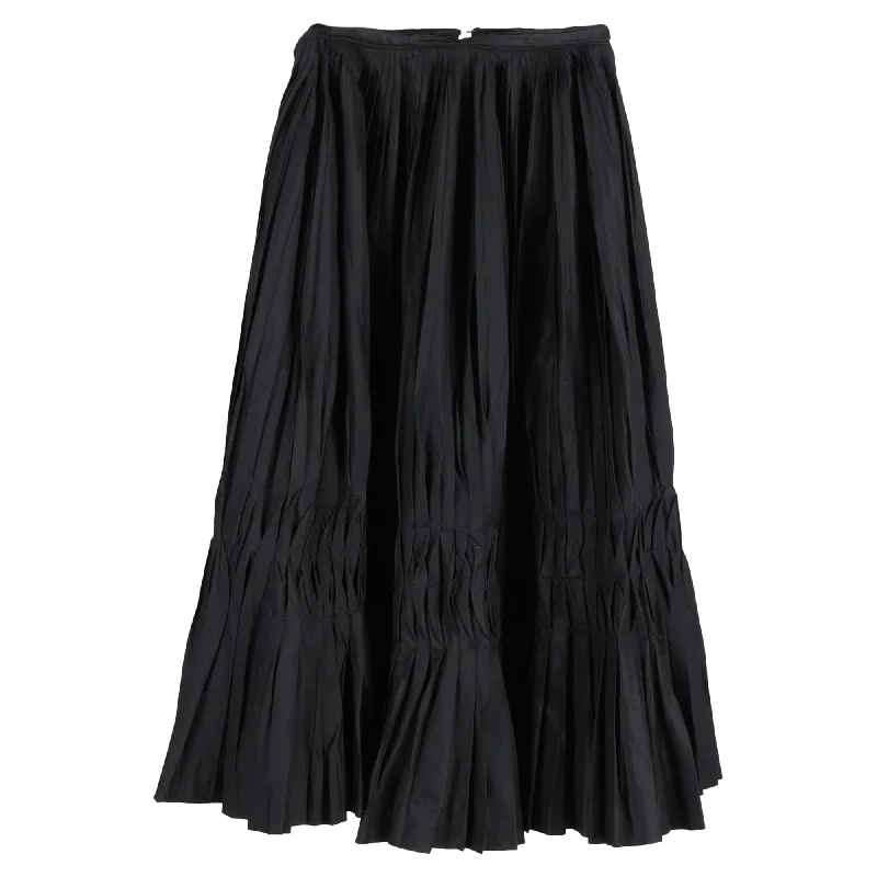 Marcel Rochas 1951 Vintage Pleated Vintage Midi Skirt in Black Taffeta