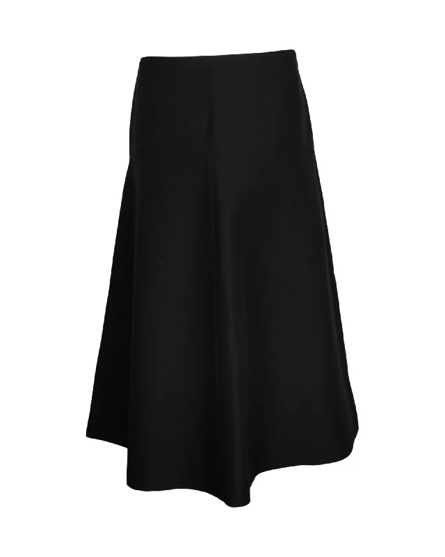 Marni A-Line Asymmetric Midi Skirt in Black Cotton