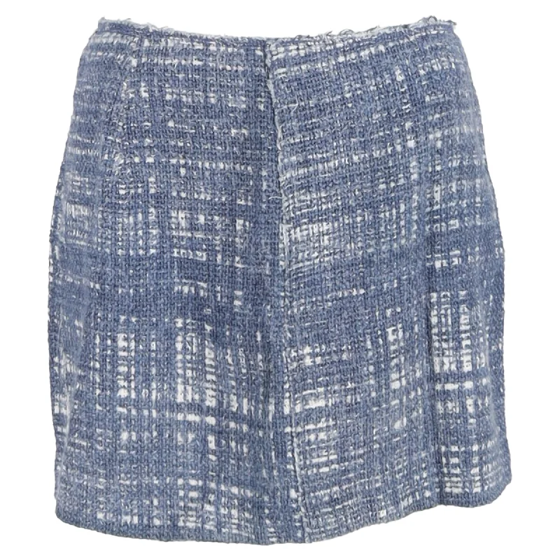 Prada Mini Tweed A-Line Skirt in Blue Cotton