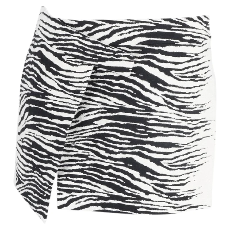 The Attico Cloe Jacquard Zebra Print Mini Skirt in White Viscose