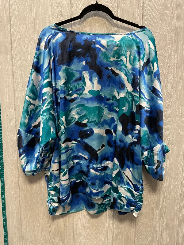 Top Short Sleeve By Clothes Mentor In Blue & Green, Size: 2x