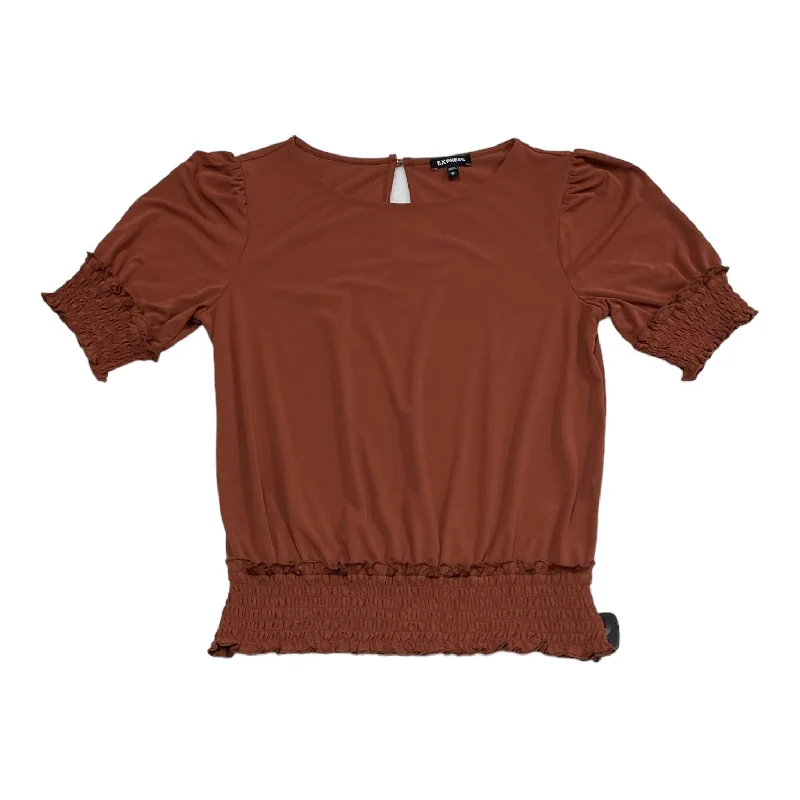 Top Short Sleeve By Express In Brown, Size: M