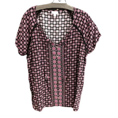 Top Short Sleeve By J. Jill In Black & Pink, Size: L