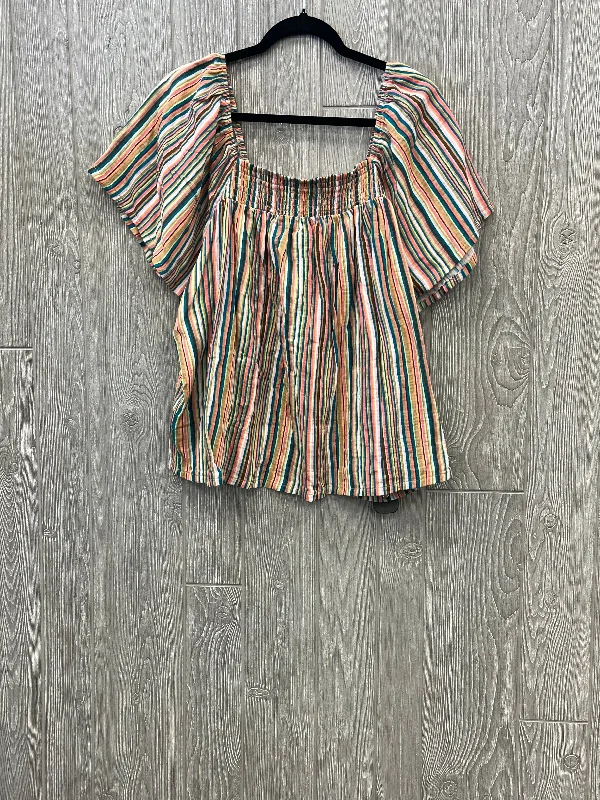 Top Short Sleeve By Joyspun In Striped Pattern, Size: 3x