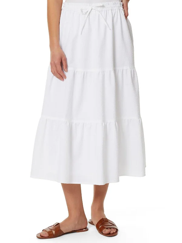 Womens Tiered Drawstring Maxi Skirt