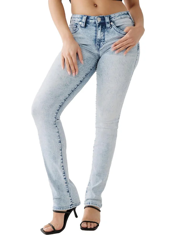 Billie Womens Mid-Rise Light Wash Straight Leg Jeans