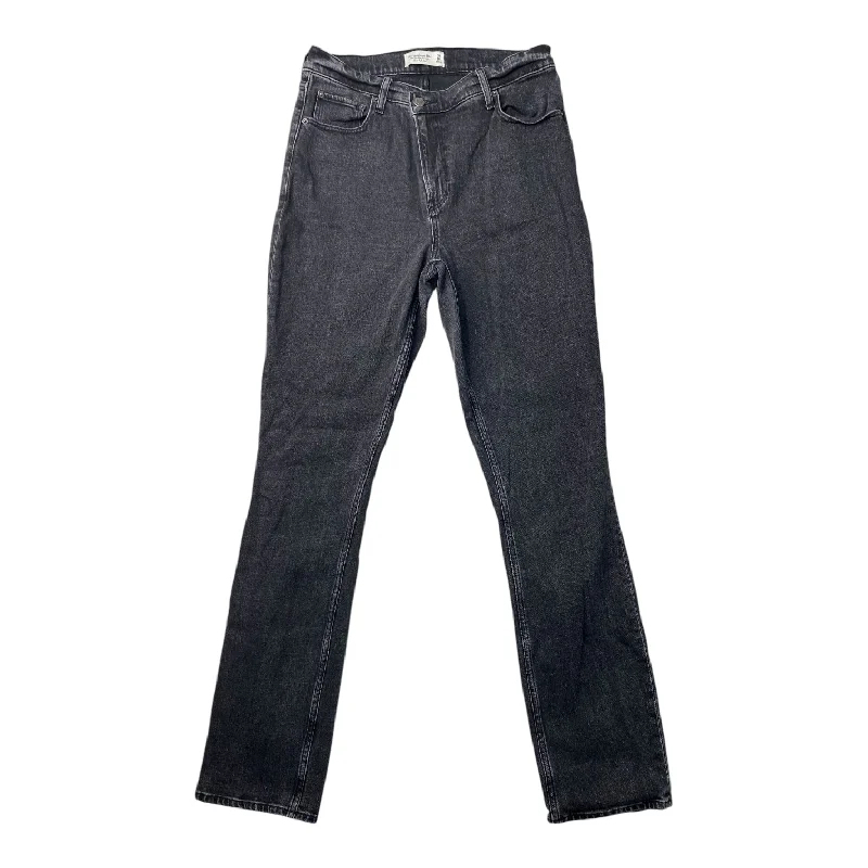 Jeans Straight By Abercrombie And Fitch In Black Denim, Size: 10