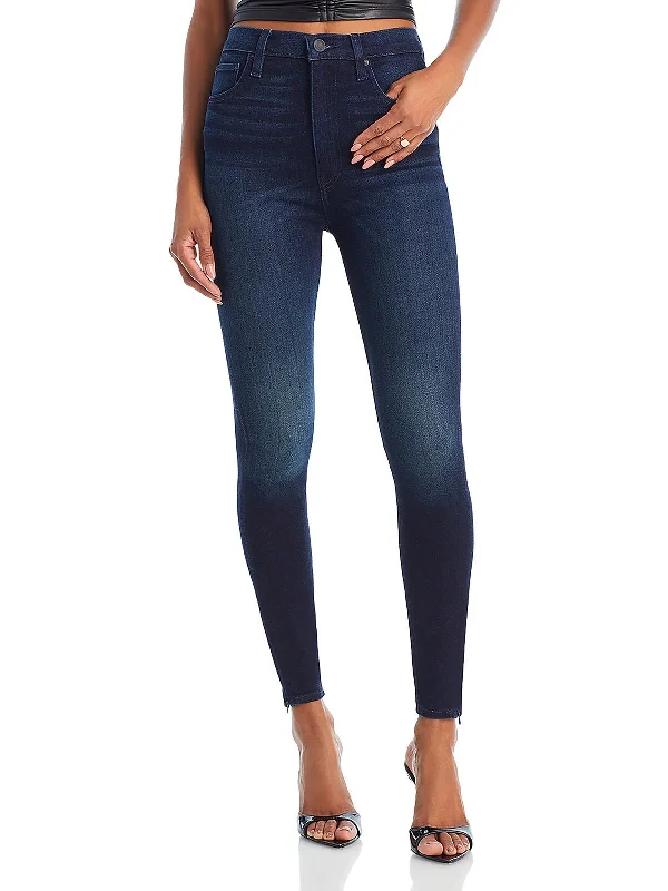 Womens High Rise Dark Wash Skinny Jeans