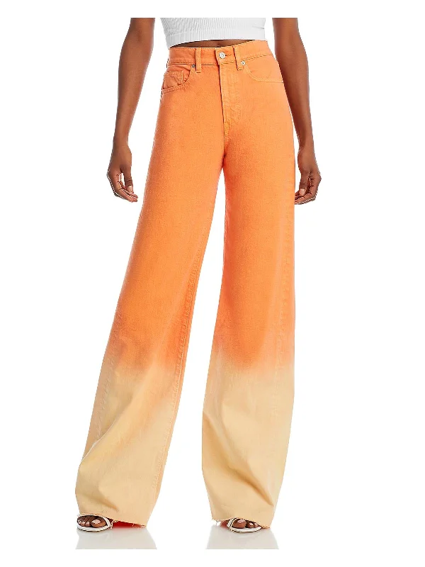 Womens High Rise Ombre Wide Leg Jeans