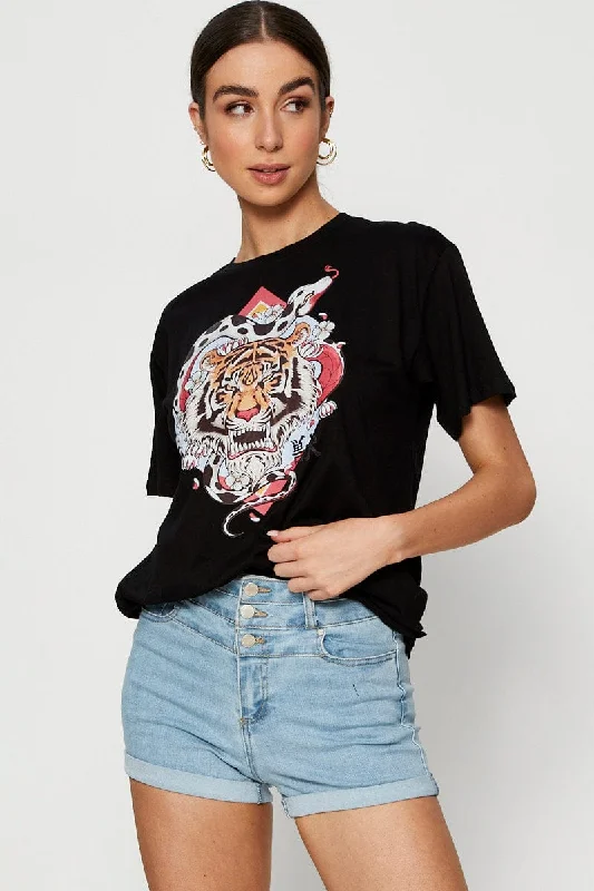 Black Graphic T Shirt Short Sleeve