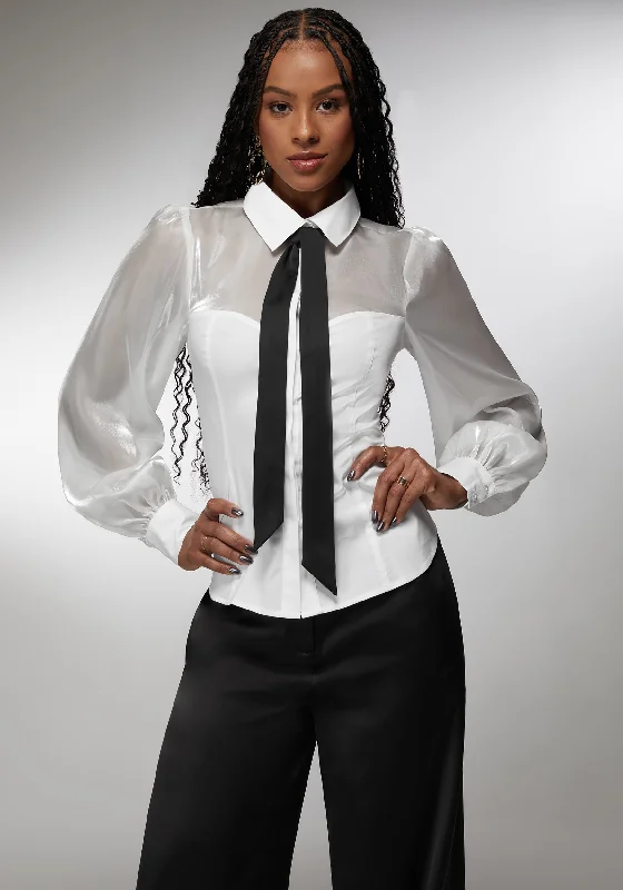 Organza Sweetheart Illusion Combo Poplin Blouse