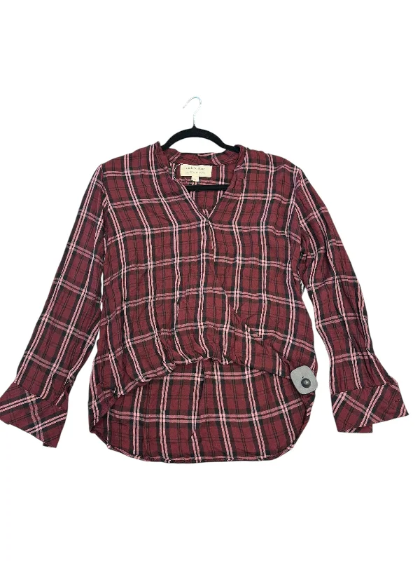 Top Long Sleeve By Cloth & Stone In Plaid Pattern, Size: S