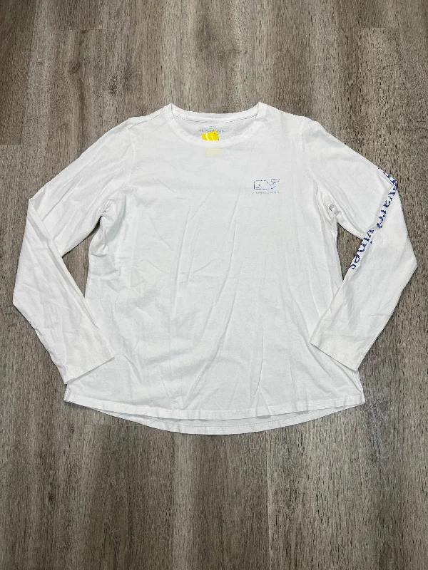 Top Long Sleeve By Vineyard Vines In White, Size: Xl