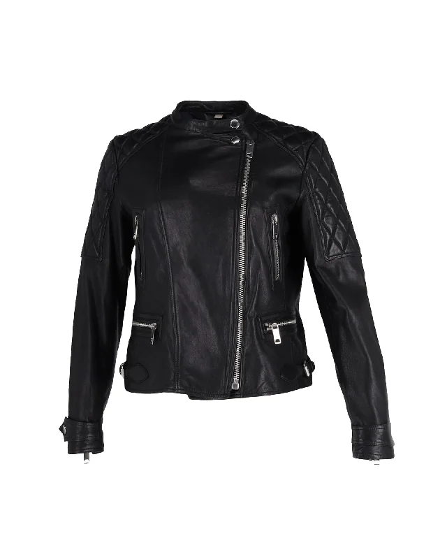 Burberry Brit Biker Jacket in Black Lambskin Leather