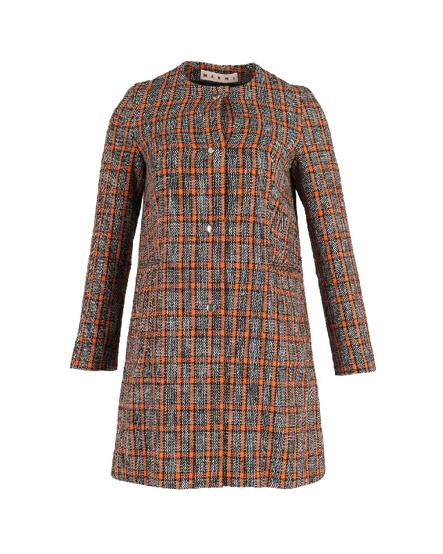 Marni Plaid Coat in Multicolor Cotton