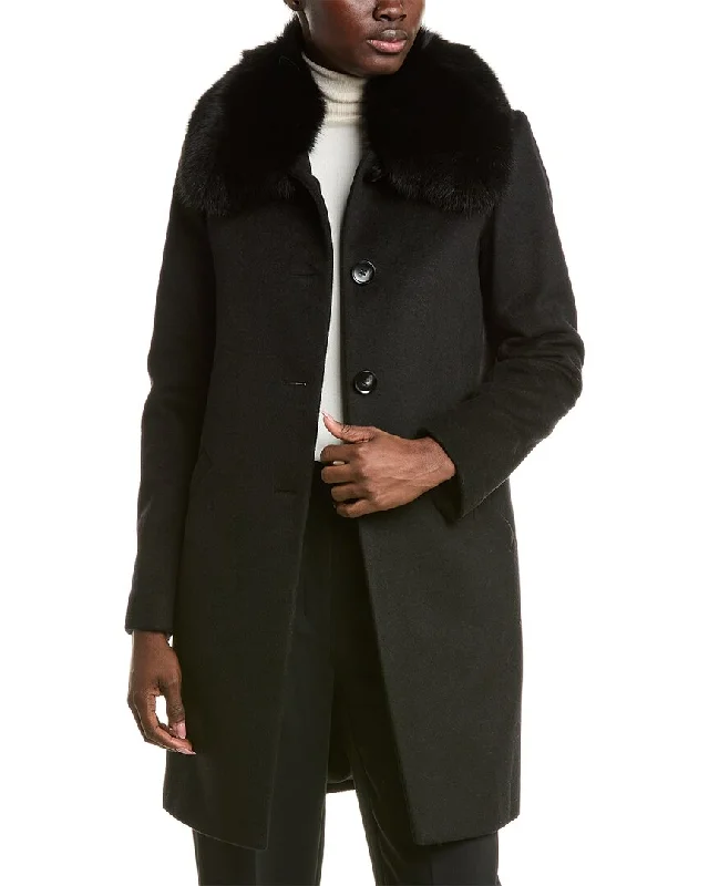 sofiacashmere Club Collar Wool-Blend Car Coat